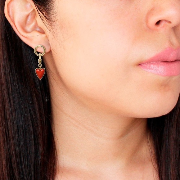 NWT BCBGeneration Cabochon Heart Drop Earrings - Picture 6 of 14